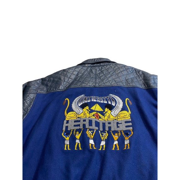 Vintage Heritage Varsity Jacket Blue Black University Black History - Picture 4 of 6